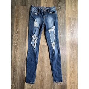 Cello Jeans Skinny Jeans Womens 3 Blue Distressed Ripped Denim Pants
